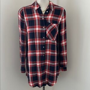 Red and Blue Plaid Button-Up Shirt